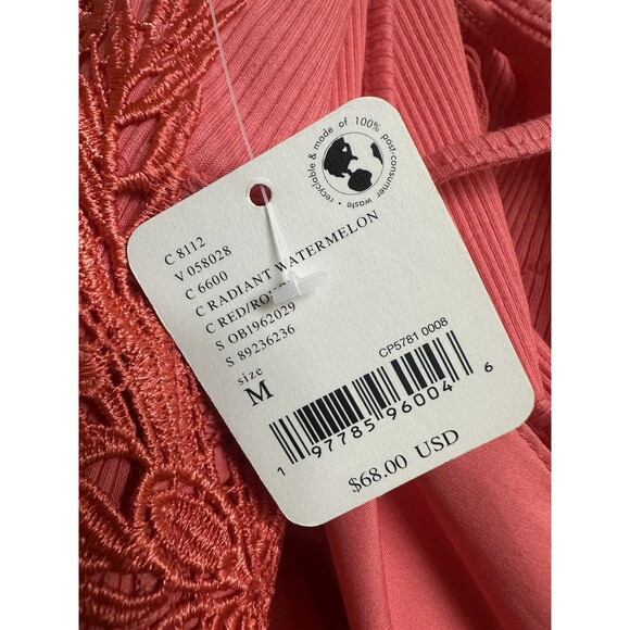 NWT Free People Women's M  Tie Back Cropped Tank Floral Appliqué Coral $68 NEW - Picture 6 of 6